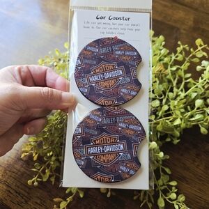 Harley-Davidson Black and Orange Car Coasters